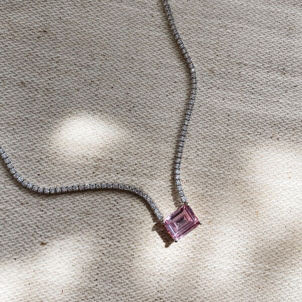 Pembe Taşlı Su Yolu Choker | 925 Gümüş - Fi Season