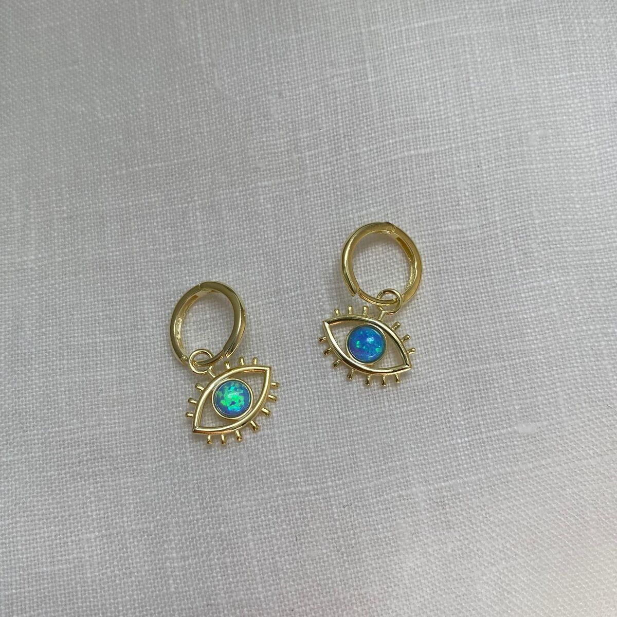 Mavi Opal Taşlı Göz Küpe | 925 Gümüş - 1