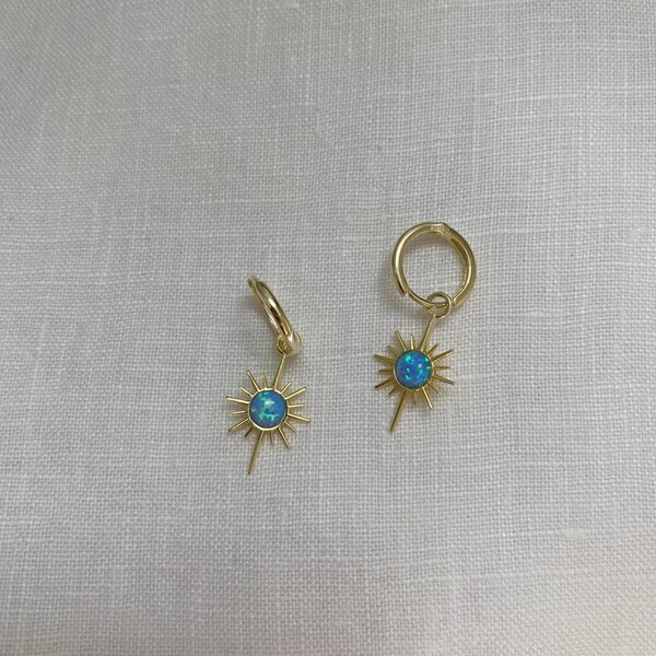 Mavi Opal Taşlı Kutup Yıldızı Küpe | 925 Gümüş - Fi Season