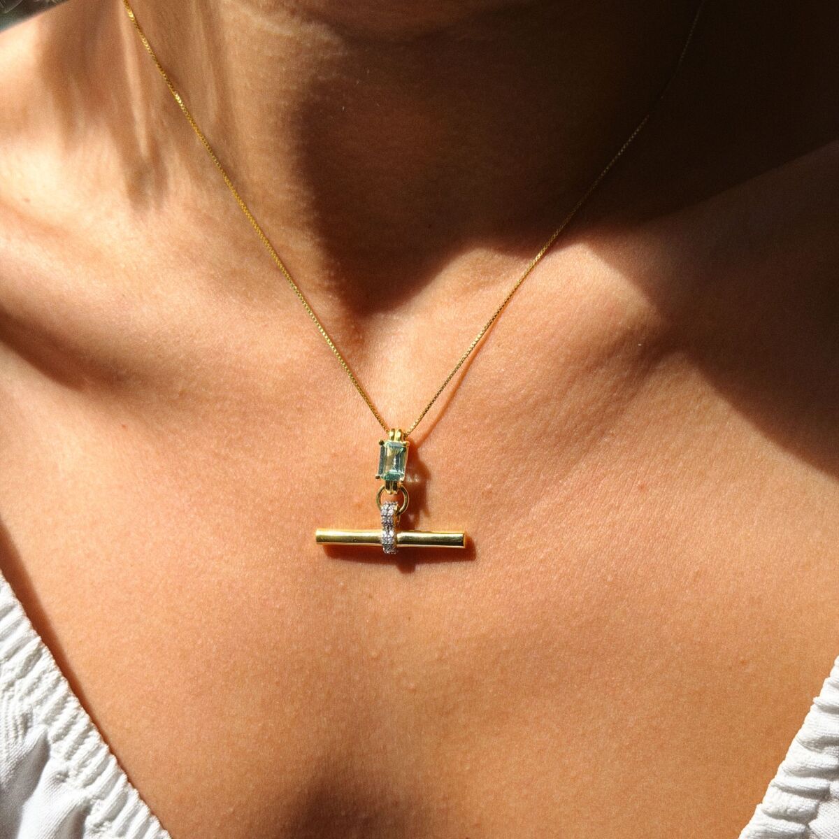 Mavi Taşlı Çubuk Kolye | 925 Gümüş - 3