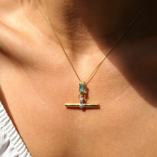 Mavi Taşlı Çubuk Kolye | 925 Gümüş - 1