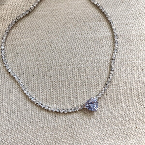 Mavi Taşlı Kalp Choker | 925 Gümüş - Fi Season