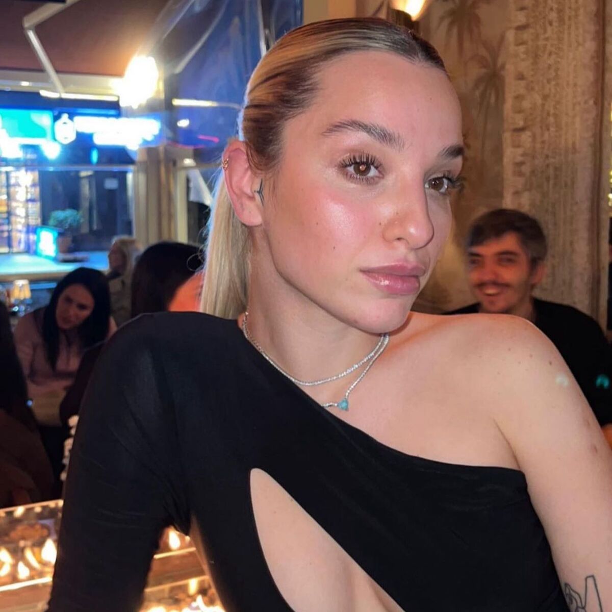 Mavi Taşlı Kalpli Su Yolu Choker | 925 Gümüş - 2