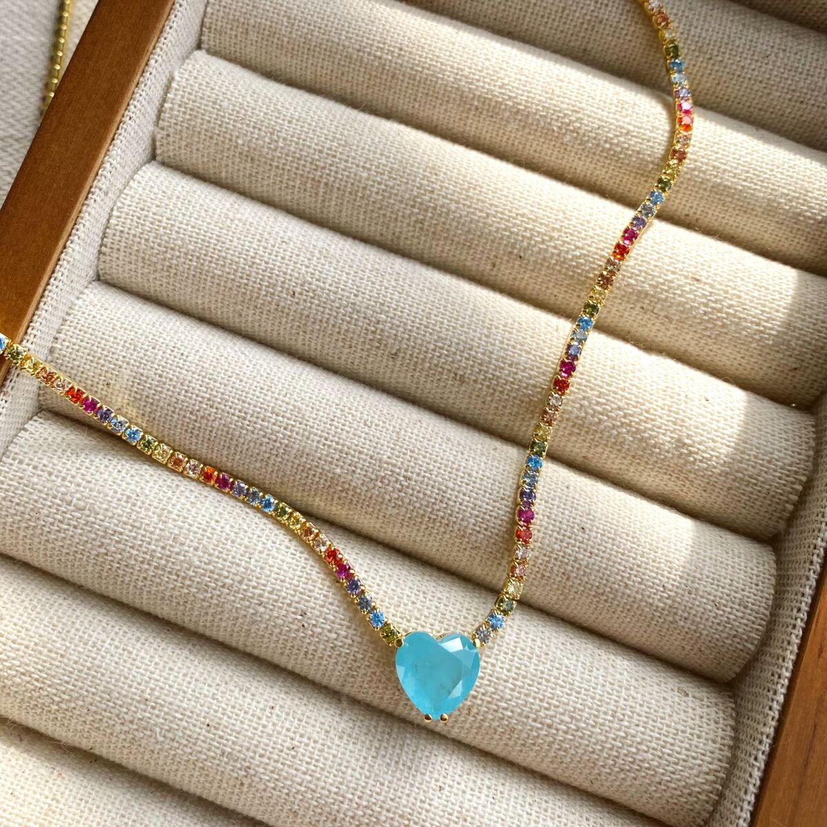 Mavi Taşlı Renkli Su Yolu Choker | 925 Gümüş - 1