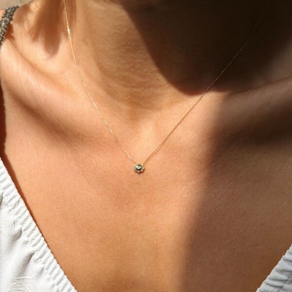 Minik Taşlı Göz Kolye | 14 Ayar Altın - 1