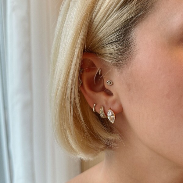 Mozanit Badem Taşlı Küpe | 925 Gümüş - 3