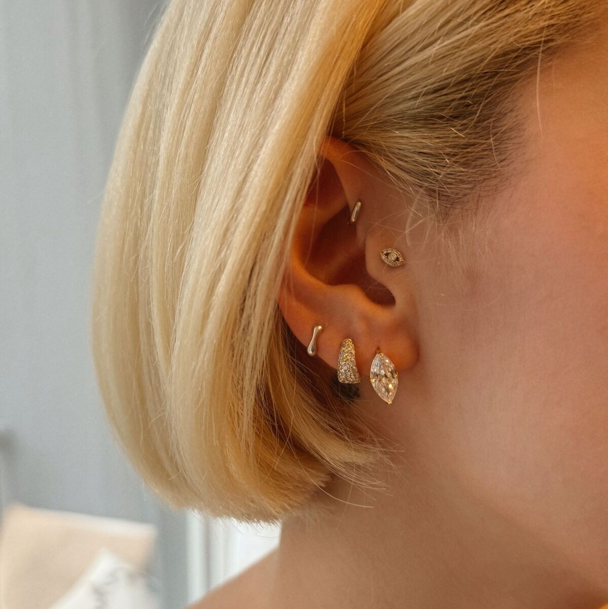 Mozanit Badem Taşlı Küpe | 925 Gümüş - 4