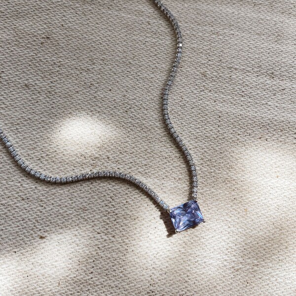 Lila Baget Taşlı Su Yolu Choker | 925 Gümüş - Fi Season (1)
