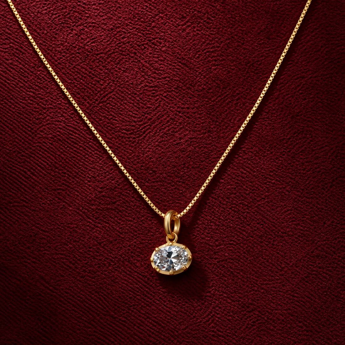 Oval Taşlı Kolye | 925 Gümüş - 1