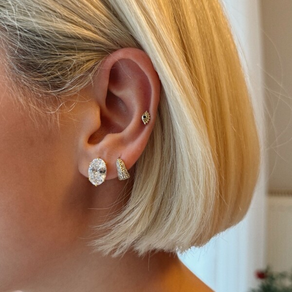 Oval Taşlı Küpe| 925 Gümüş - Fi Season