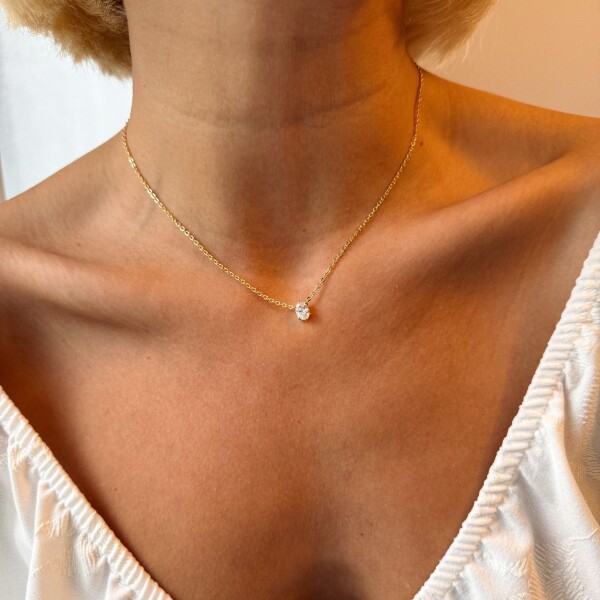 Oval Tek Taş Kolye | 925 Gümüş - Fi Season (1)