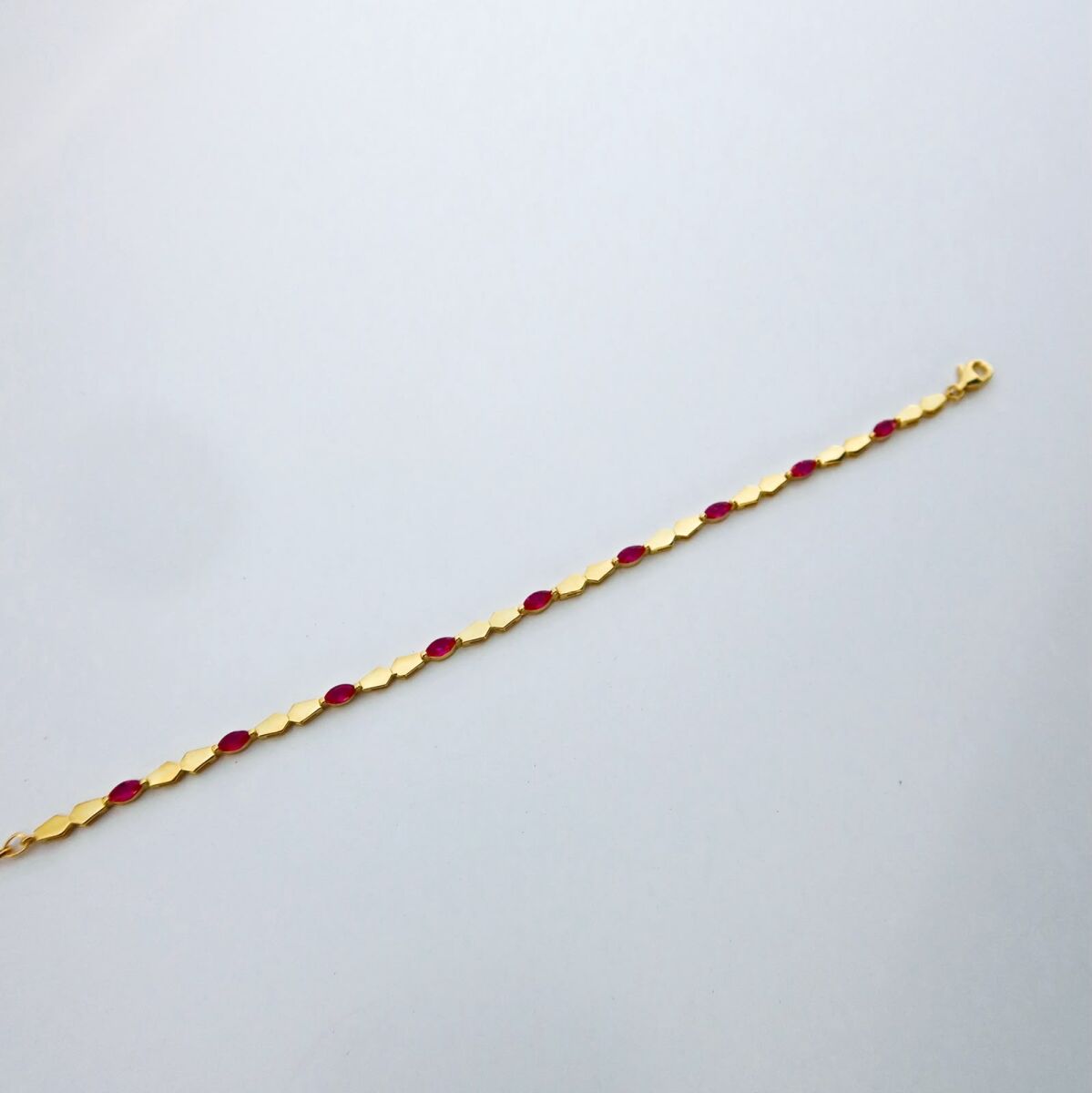 Pembe Badem Taşlı Bileklik | 925 Gümüş - 1