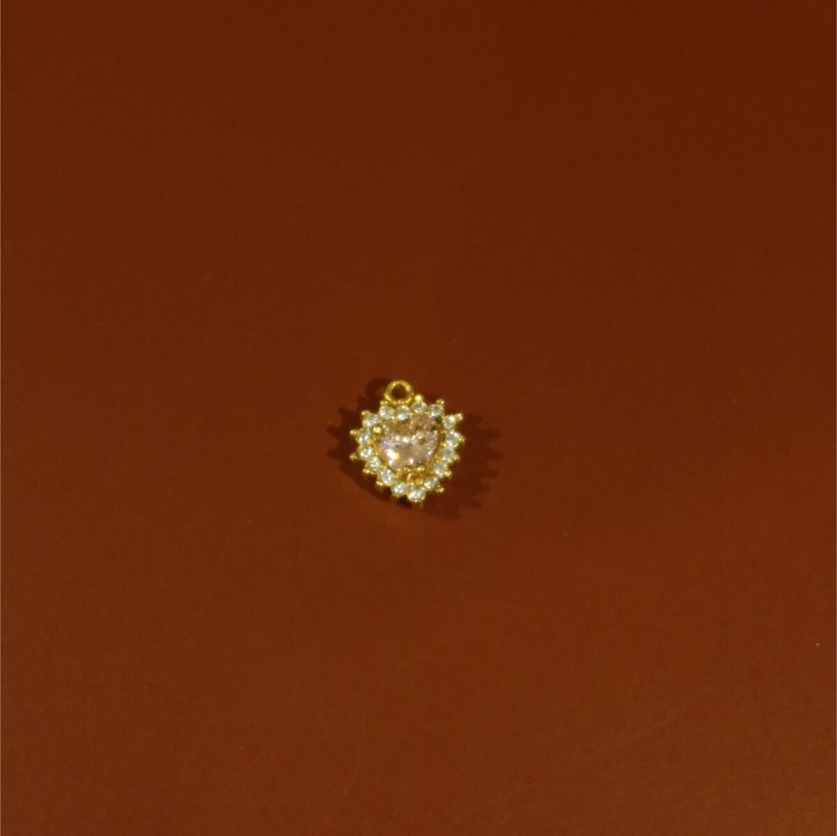 Pembe Taşlı Kalp Figürlü Charm - 1