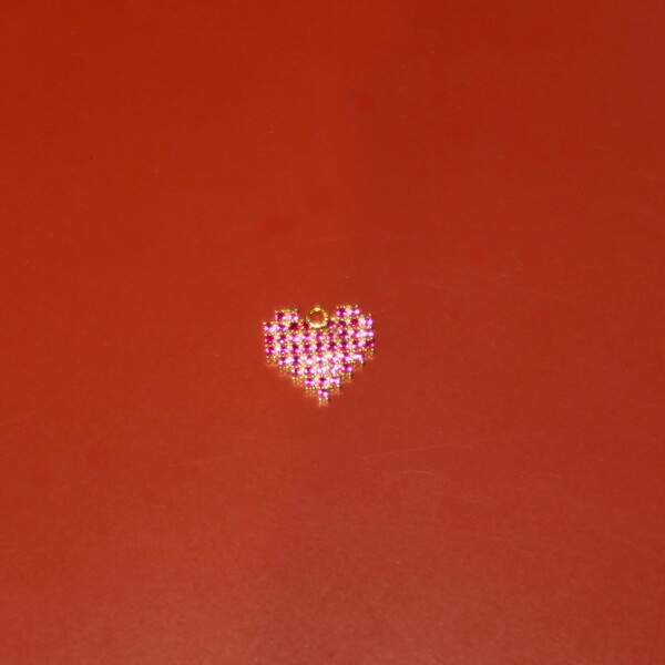 Pembe Taşlı Kalpli Charm - Fi Season