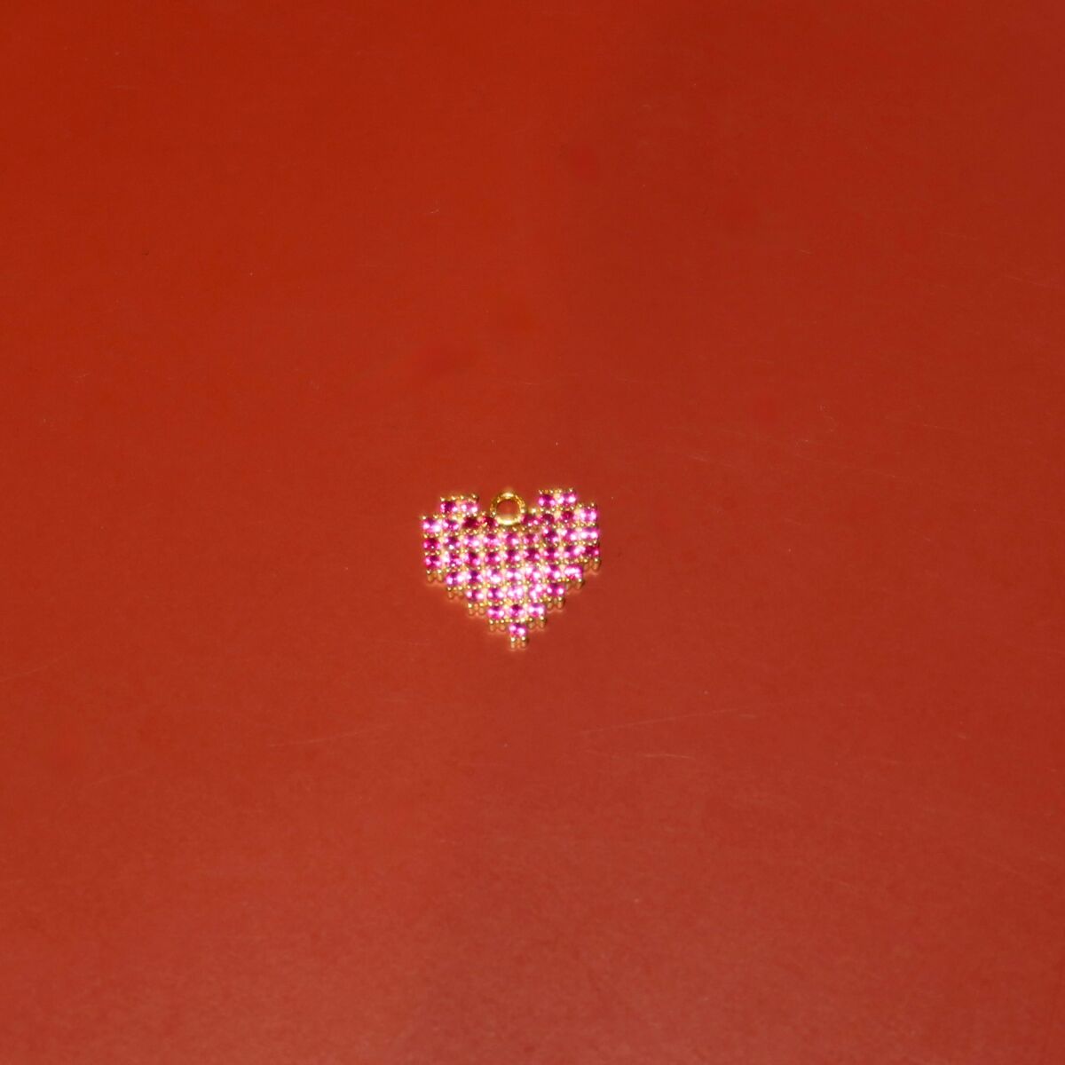 Pembe Taşlı Kalpli Charm - 1