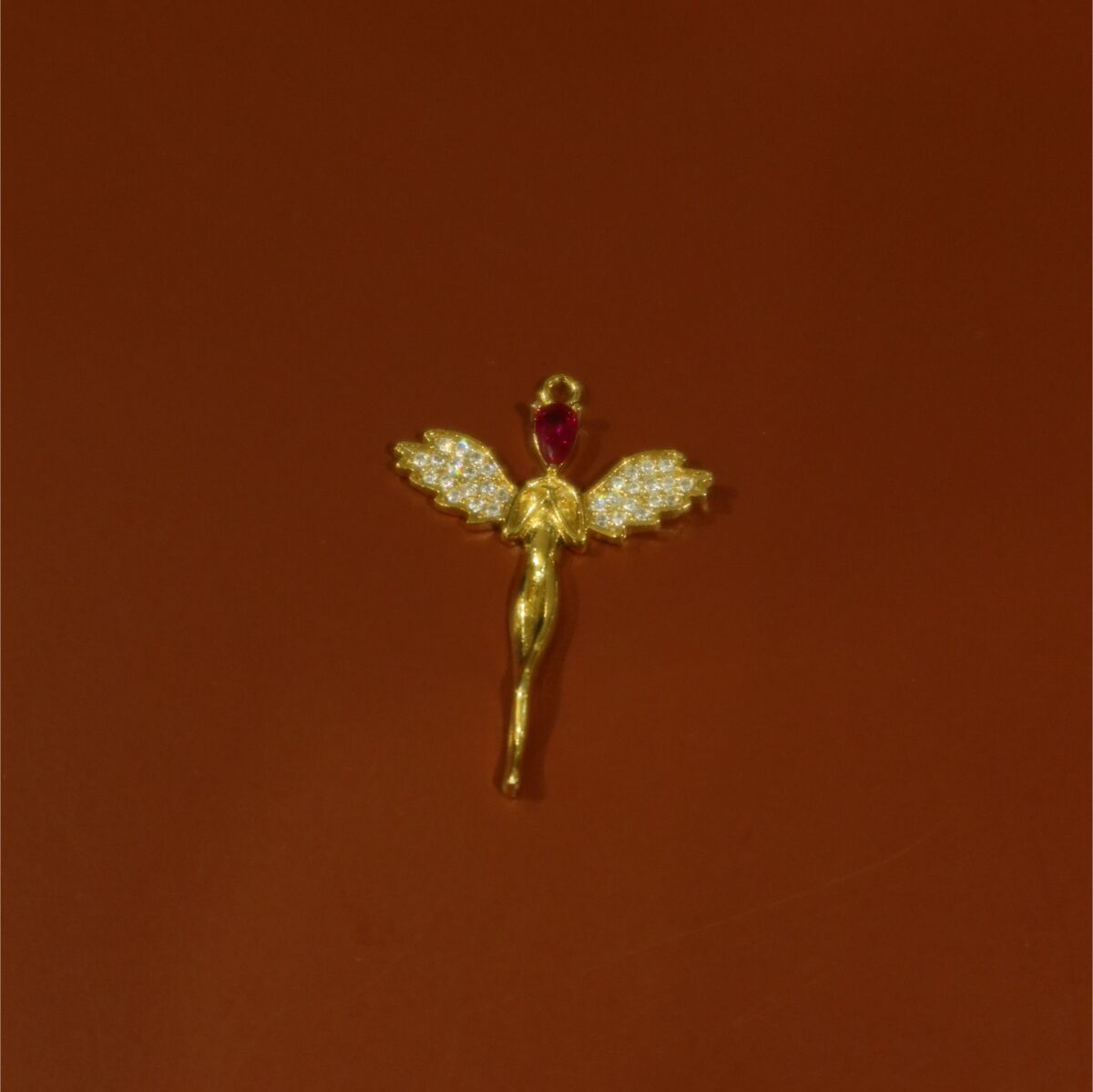 Pembe Taşlı Melek Figürlü Charm - 1