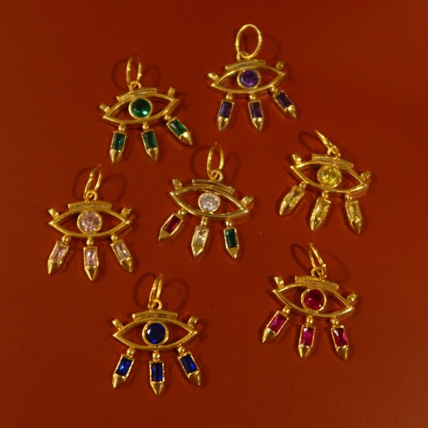 Renkli Taşlı Büyük Göz Charm - Fi Season