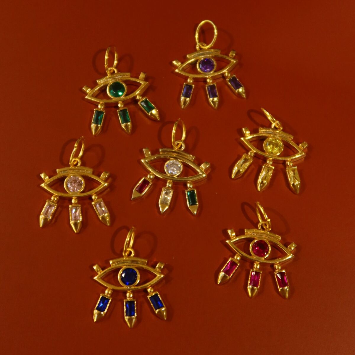 Renkli Taşlı Büyük Göz Charm - 1