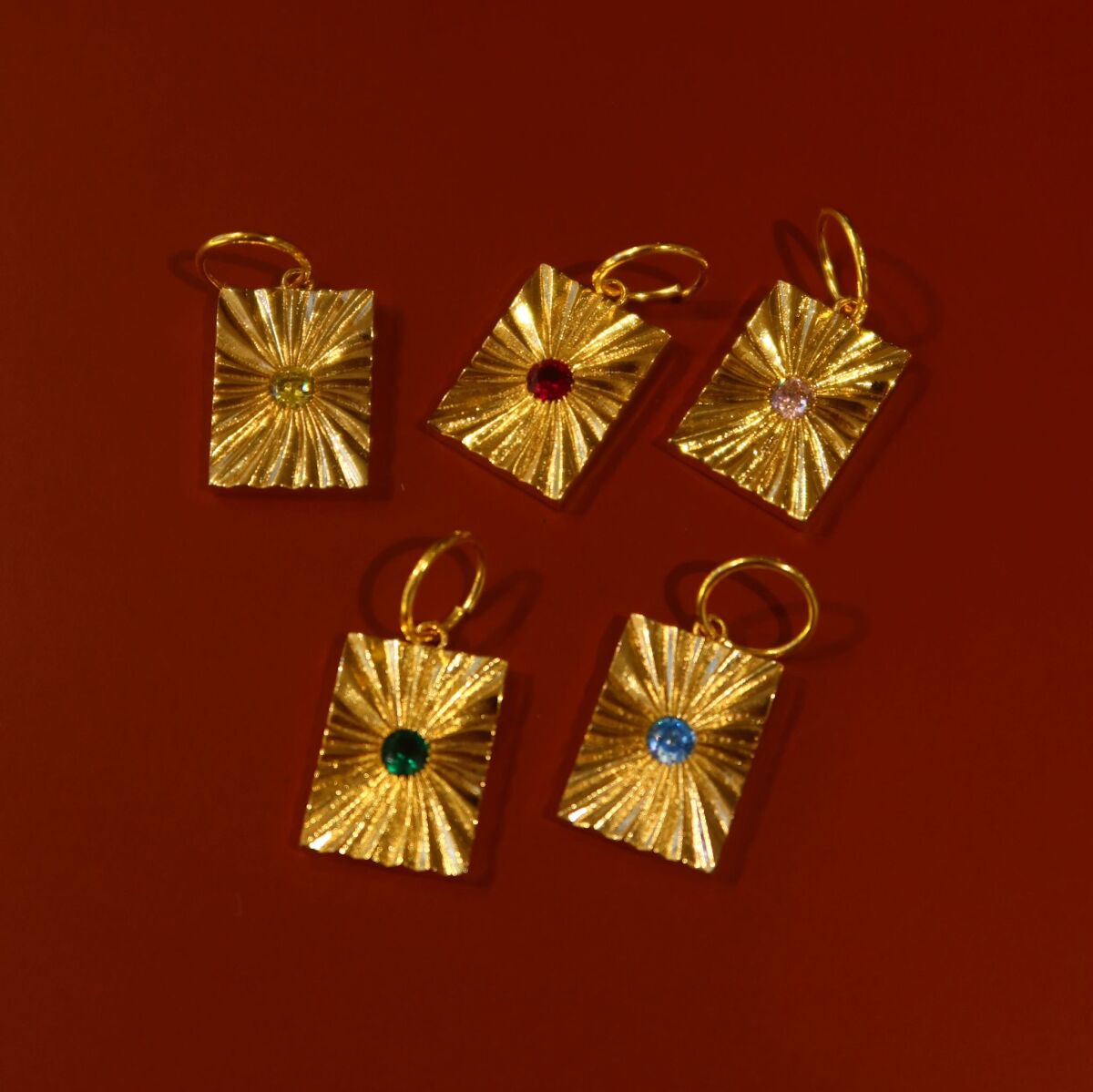 Renkli Taşlı Dikdörtgen Charm - 1