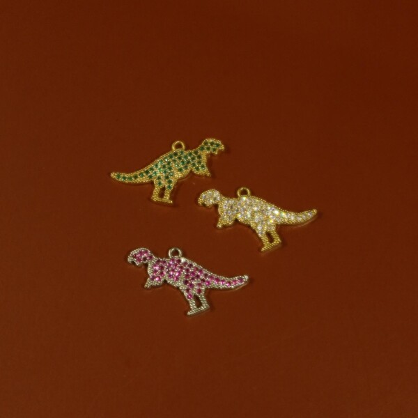 Renkli Taşlı Dinazor Figürlü Charm - 2