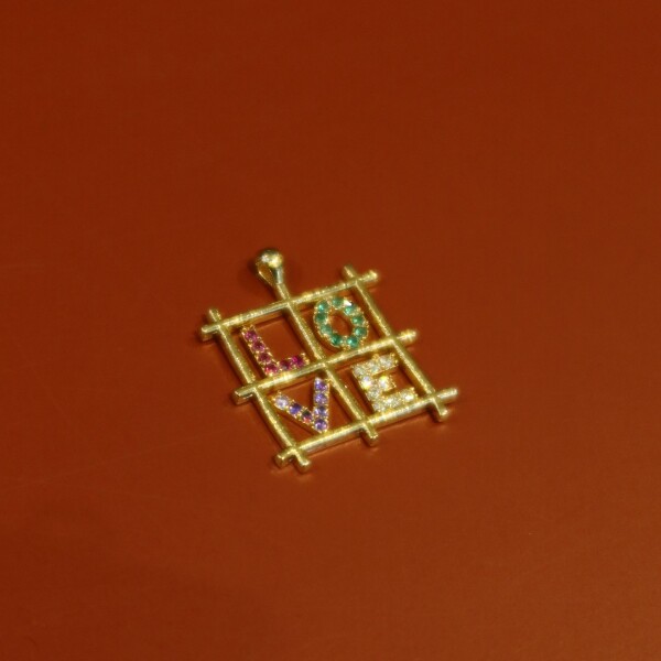 Renkli Taşlı Love Yazılı Charm - 1