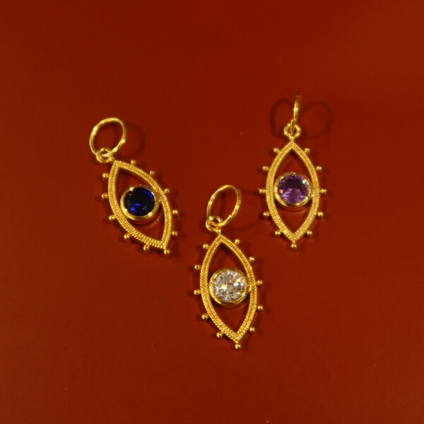 Renkli Taşlı Ters Göz Charm - Fi Season