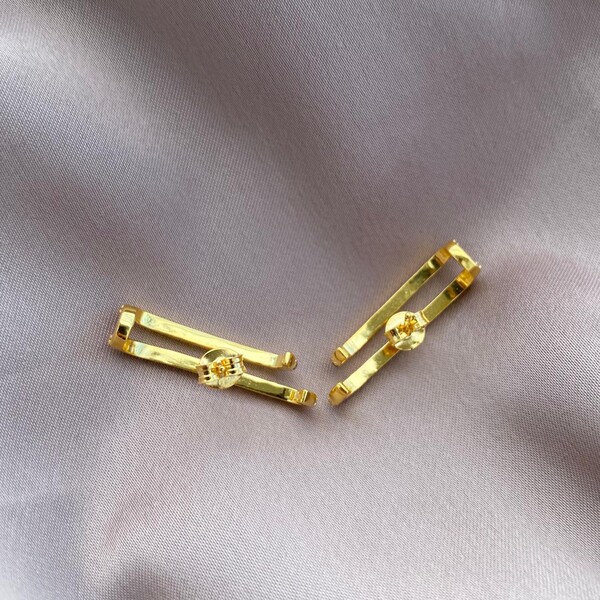 Renkli Taşlı Uzun Kulağı Saran Küpe | 925 Gümüş - 2