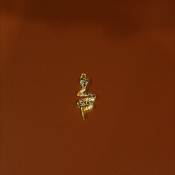 Renkli Taşlı Yılan Figürlü Charm - 1