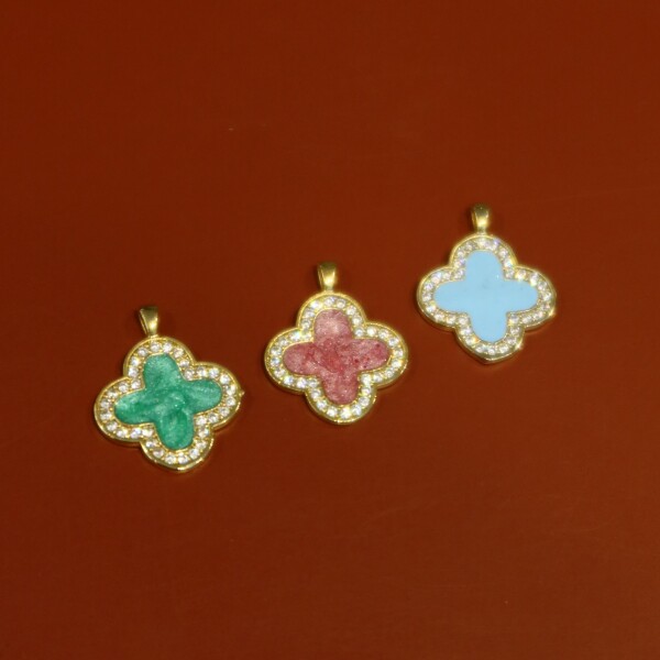 Renkli Taşlı Yonca Figürlü Charm - 1