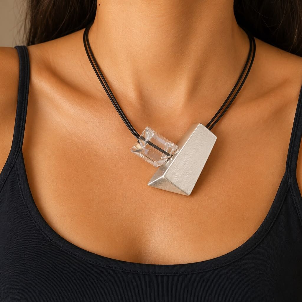 Silver Dikdörtgen Kolye - 2