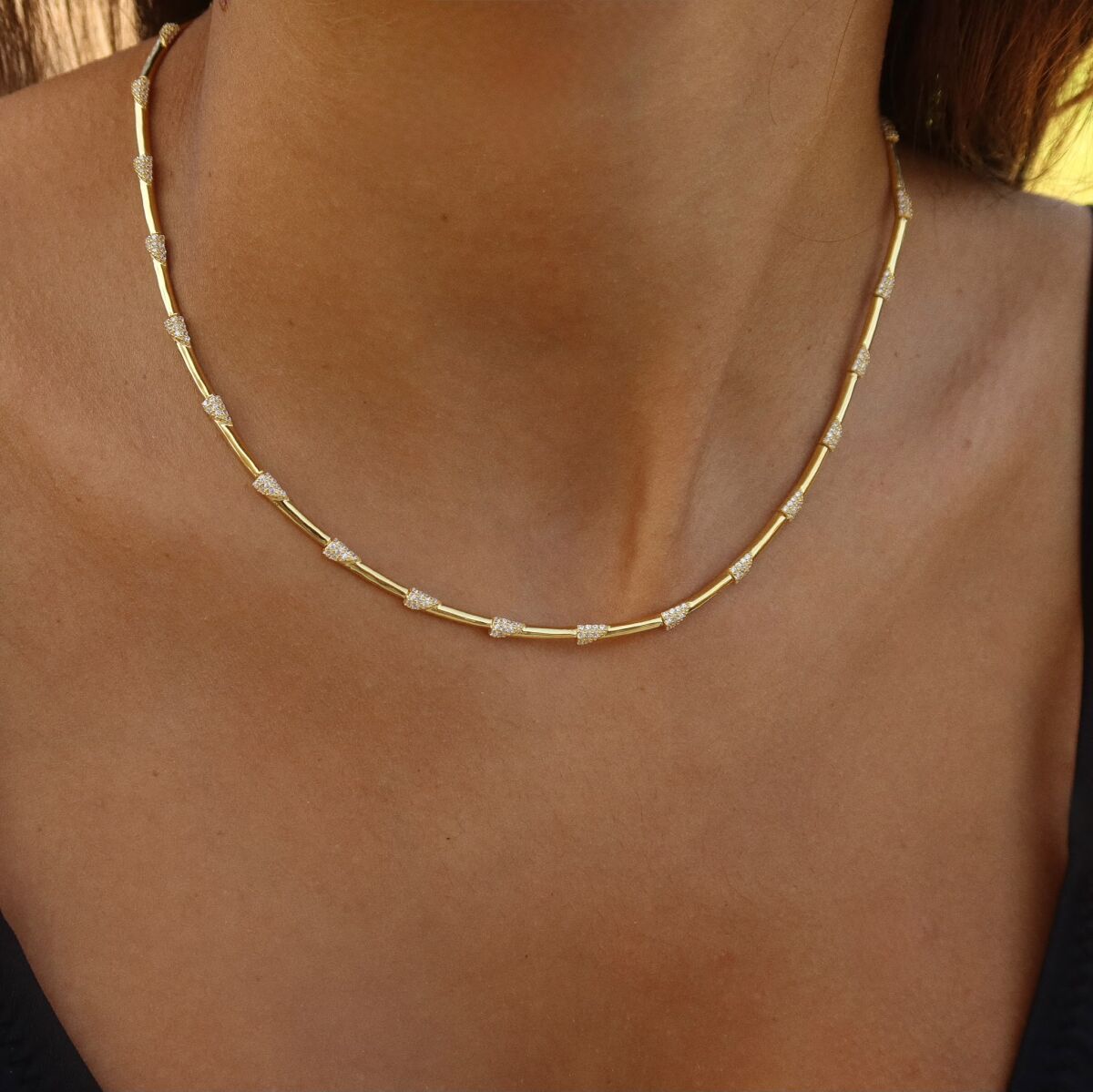 Sıralı Taşlı Choker | 925 Gümüş - 2