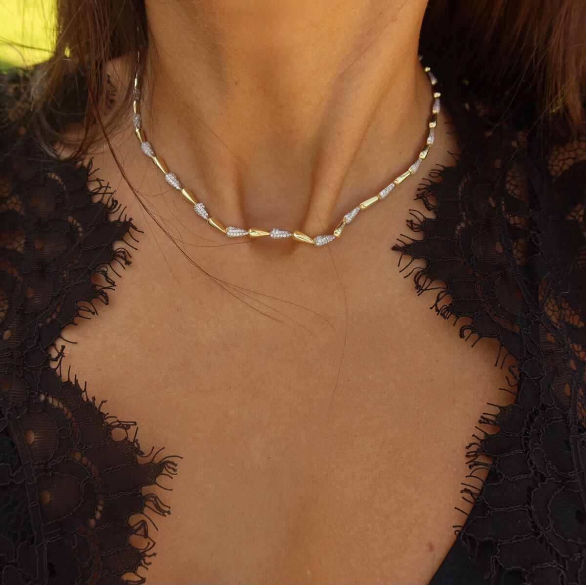 Sıralı Taşlı Choker | 925 Gümüş - 2