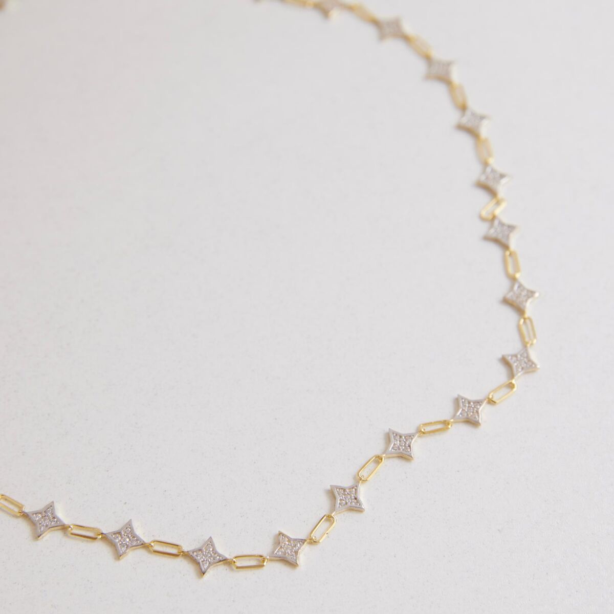 Sıralı Taşlı Yıldız Kolye | 925 Gümüş - 1