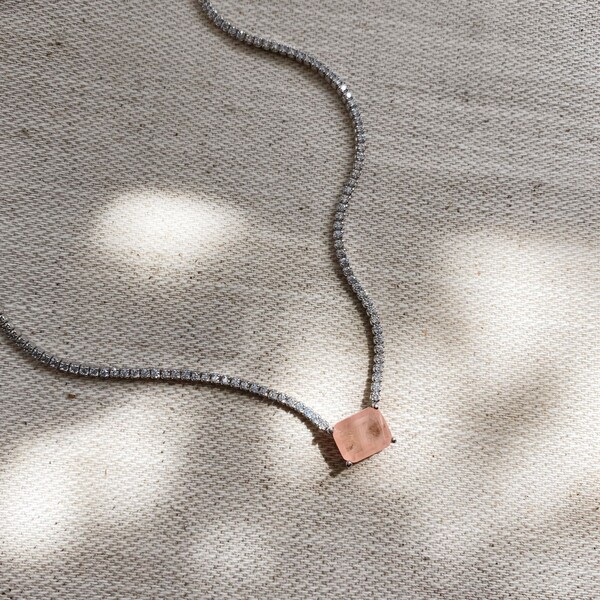 Somon Taşlı Su Yolu Choker | 925 Gümüş - Fi Season