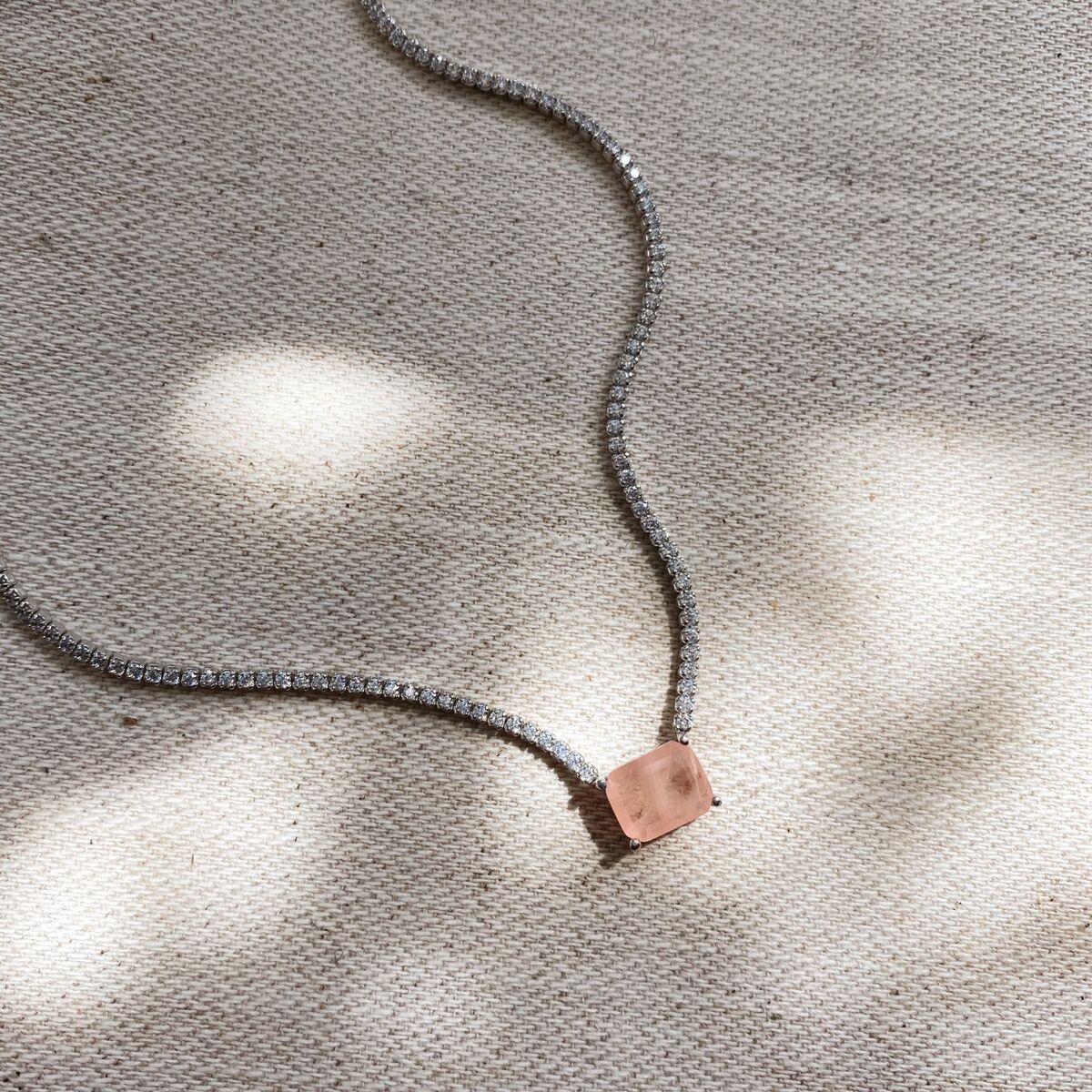 Somon Taşlı Su Yolu Choker | 925 Gümüş - 1