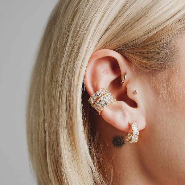 Tamamı Badem Taşlı Ear Cuff | 925 Gümüş - 2