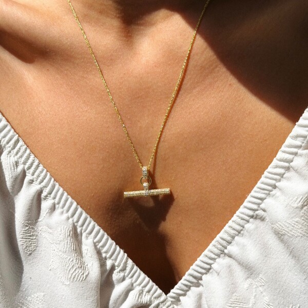 Tamamı Taşlı Çubuk Kolye | 925 Gümüş - 1