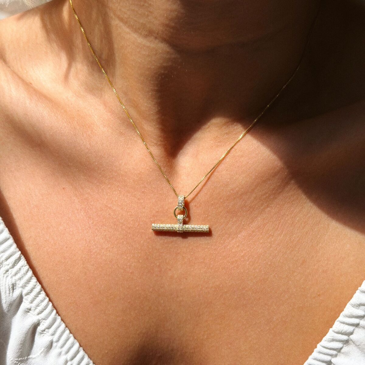 Tamamı Taşlı Çubuk Kolye | 925 Gümüş - 1