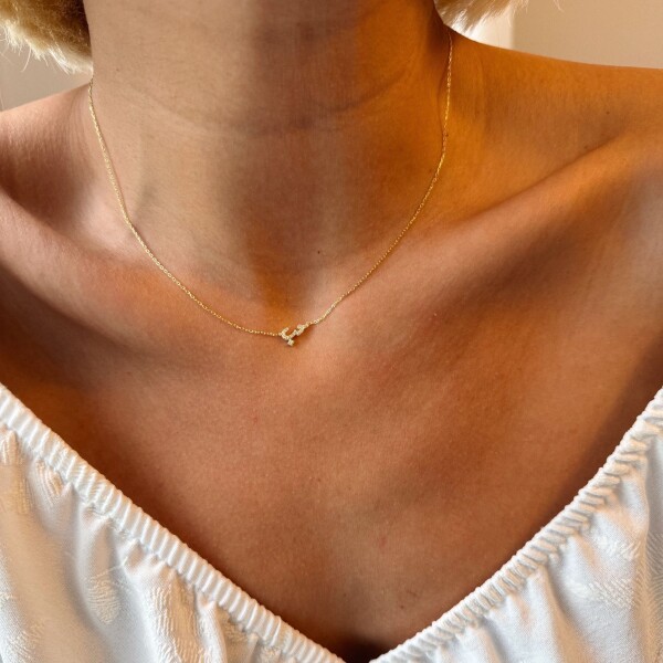 Taşlı Arapça Aşk Yazılı Kolye | 925 Gümüş - 1