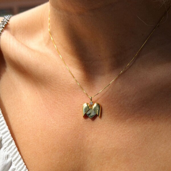 Taşlı Arası Açılan Kalp Kolye | 925 Gümüş - 2