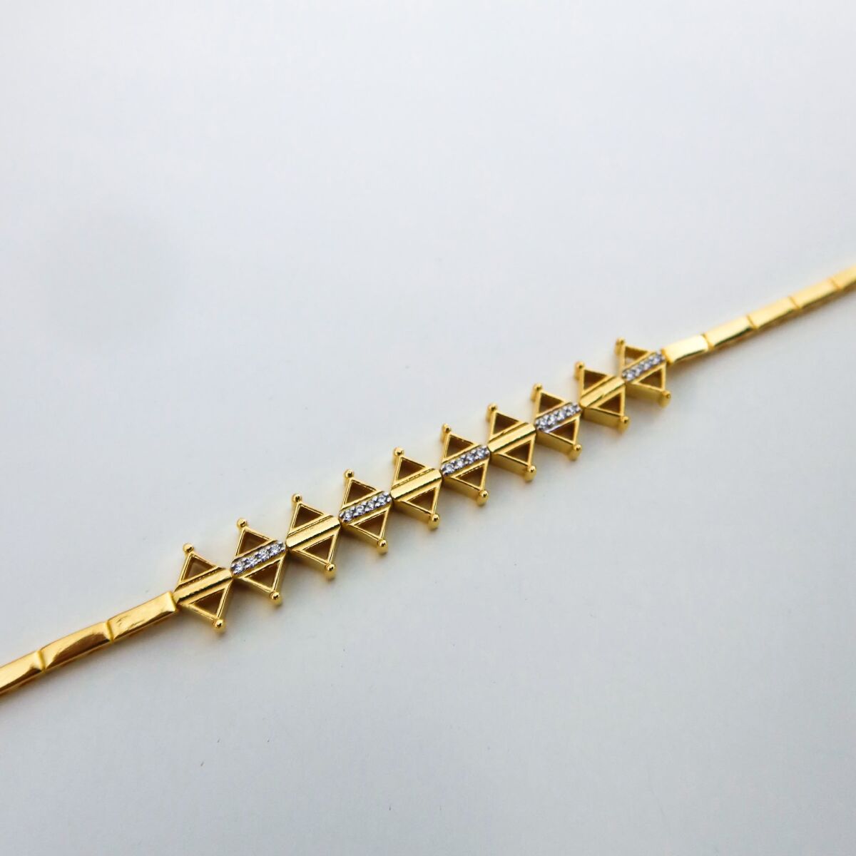 Taşlı Baklava Desenli Bileklik | 925 Gümüş - 1