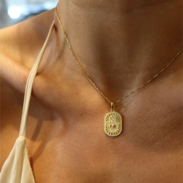 Taşlı Büyük Fatma Ana Eli Kolye | 925 Gümüş - 1