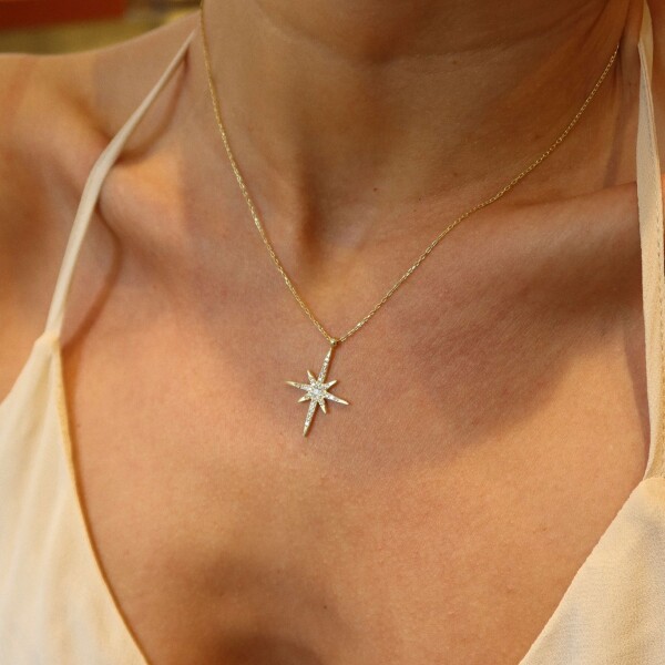 Taşlı Büyük Kutup Yıldızı Kolye | 925 Gümüş - Fi Season