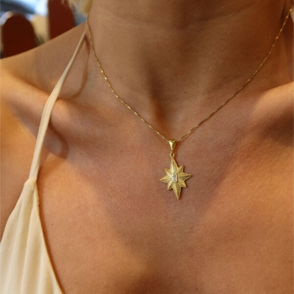 Taşlı Büyük Kutup Yıldızı Kolye | 925 Gümüş - 1