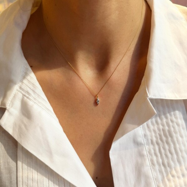 Taşlı Çubuk Kolye | 14 Ayar Altın - Fi Season