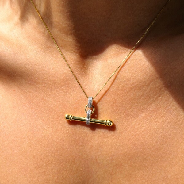 Taşlı Çubuk Kolye | 925 Gümüş - 2