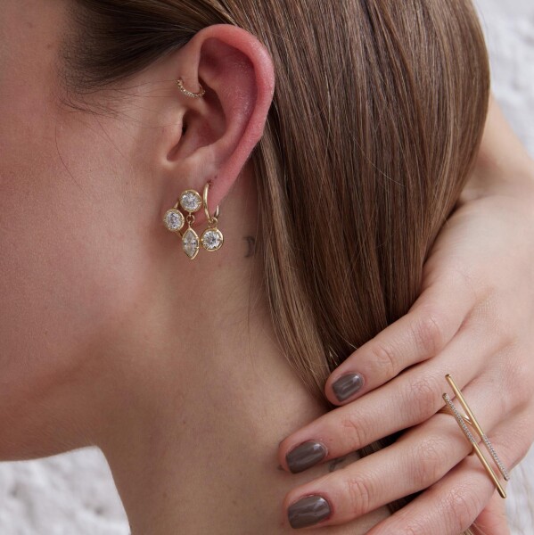 Taşlı Çubuk Yüzük | 14 Ayar Altın - 1