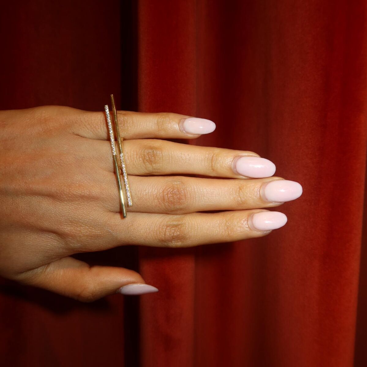 Taşlı Çubuk Yüzük | 14 Ayar Altın - 2