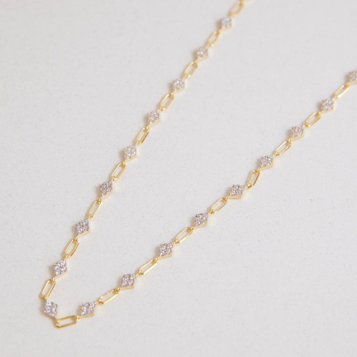 Taşlı Dikdörtgen Zincir Kolye | 925 Gümüş - 1