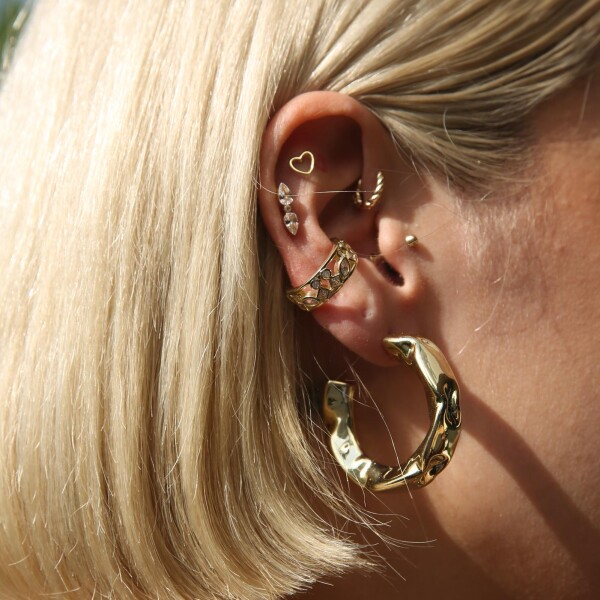 Taşlı Figürlü Halka Ear Cuff | 925 Gümüş - 1